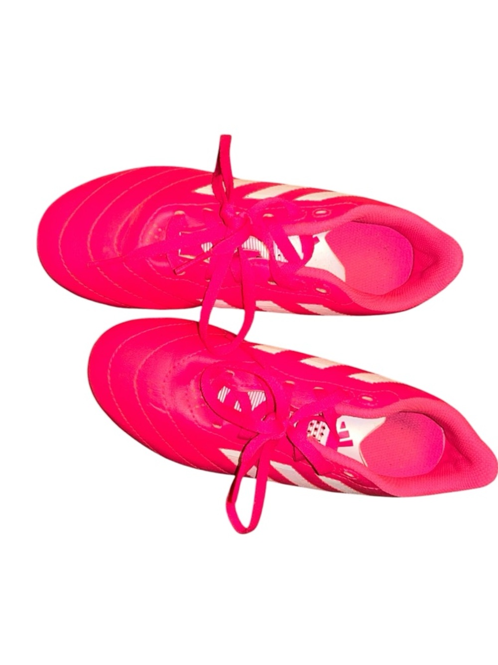 ADIDAS girls hot pink & white Goletto VIII outdoor soccer Cleats shoes 2Y - Picture 2 of 5